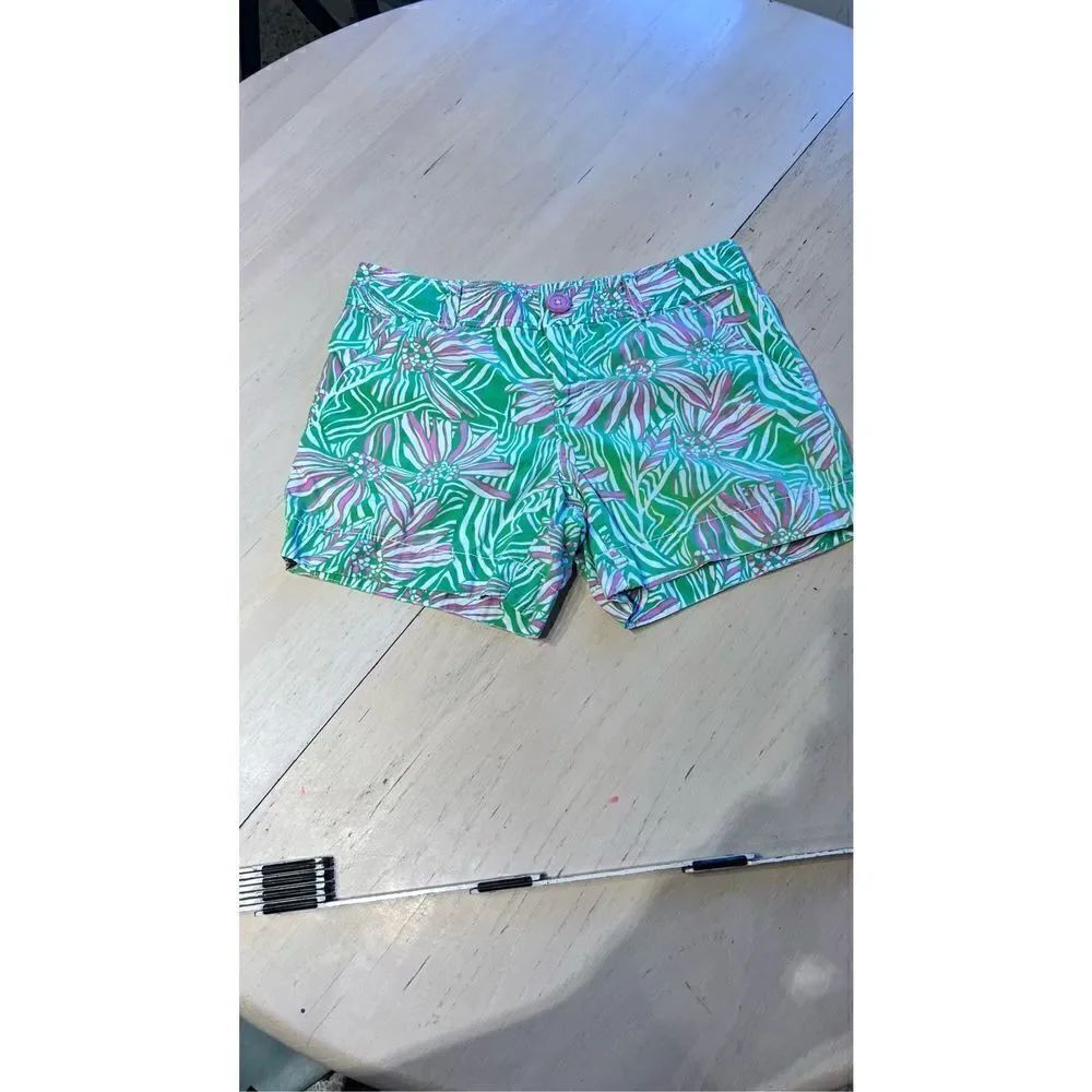 LILLY PULITZER CALLAHAN SHORTS FLORAL PINK & GREEN WOMENS SZ 0